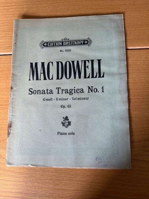 Edward MacDowell — Sonate Tragica n 1 en sol mineur, Op 45, Musique & Instruments, Enlèvement ou Envoi, Artiste ou Compositeur