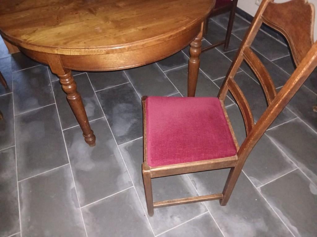 Massief houten tafel met 6 poten, Huis en Inrichting, Ophalen, 100 tot 150 cm, 50 tot 75 cm, Eikenhout