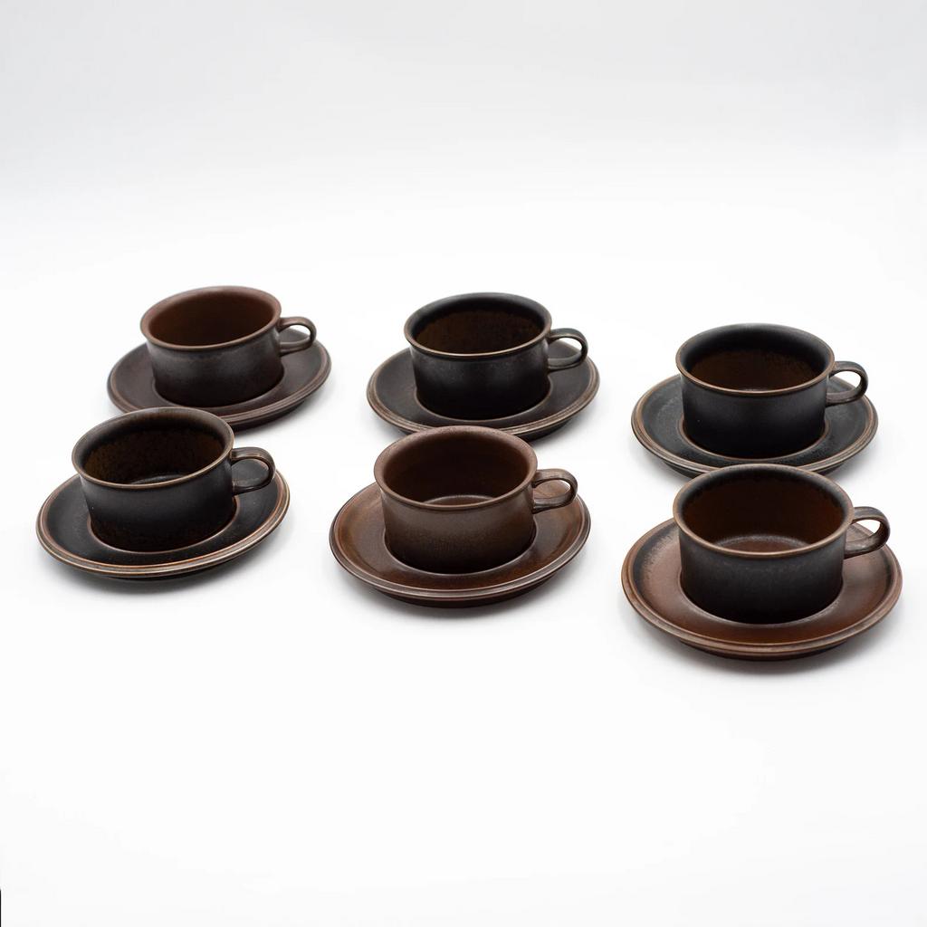 Vintage Arabia Finland Ruska Tea Cup Set – Ulla Procope 1960, Ophalen of Verzenden