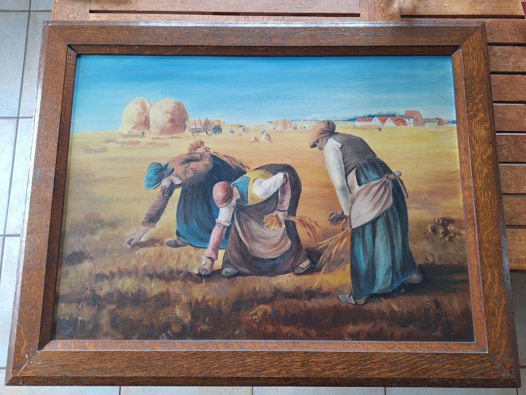 Origineel schilderij op hout naar “Les Glaneuses” J-F Millet, Ophalen
