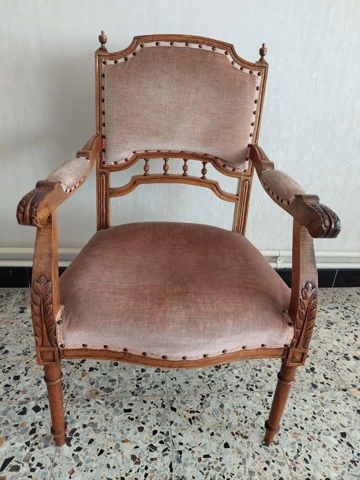 3 vintage roze gestoffeerde stoelen, Antiek en Kunst, Ophalen