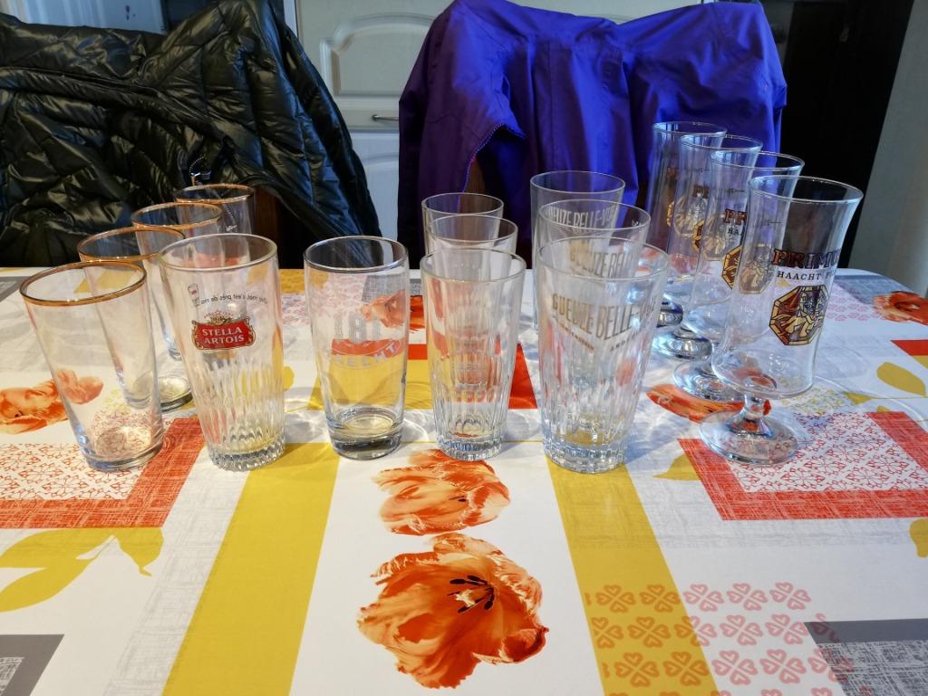 Lot de 16 verres à bière, Enlèvement ou Envoi, Utilisé