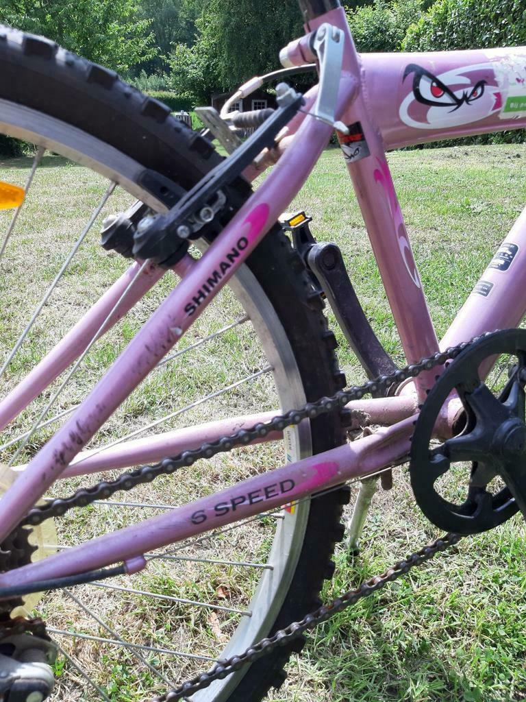 Vélo fille, de marque Shimano, 6 vitesses, rose et mauve, Ophalen, 16 inch, Versnellingen