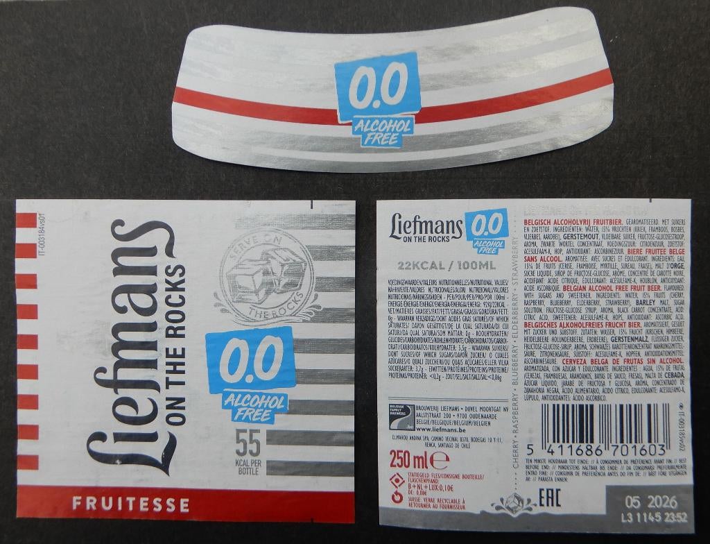 Étiquette de bière Liefmans Fruitesse 0.0% Br. Liefmans 12i0, Enlèvement ou Envoi, Utilisé