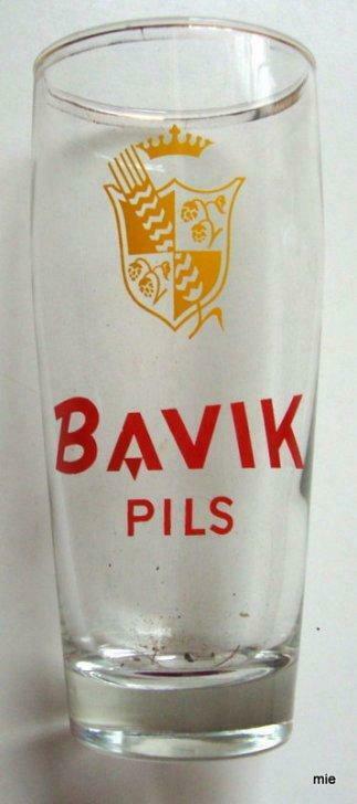 Bier brouwerij glas Bavik Bavikhove geel rood, Verzamelen, Ophalen of Verzenden, Gebruikt