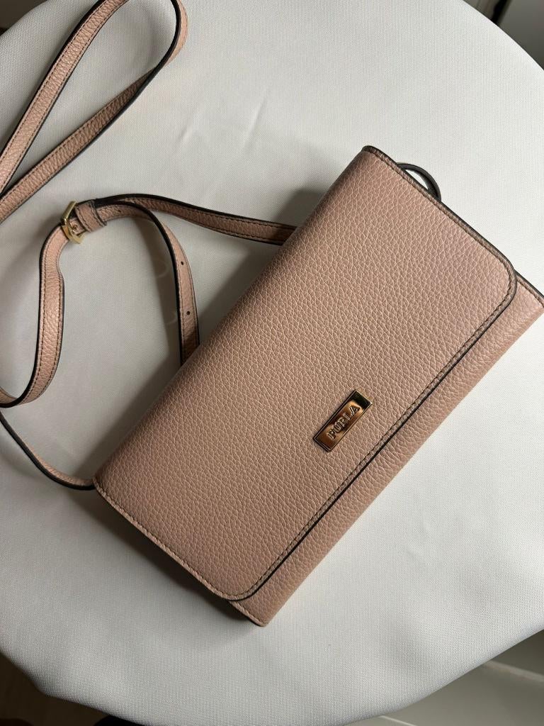 Furla wallet on chain, Ophalen, Zo goed als nieuw, Roze, Schoudertasje