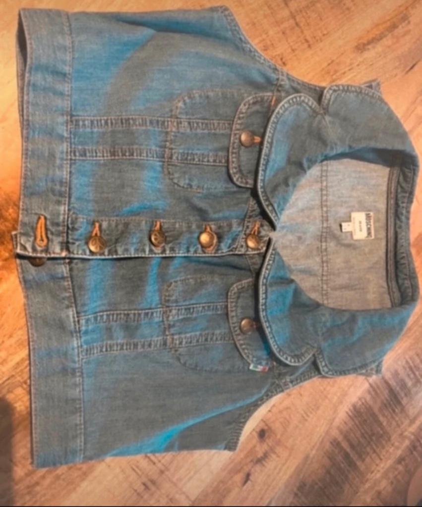 Moschino kort jeansvestje, Blauw, Maat 42/44 (L), Zo goed als nieuw, Moschino