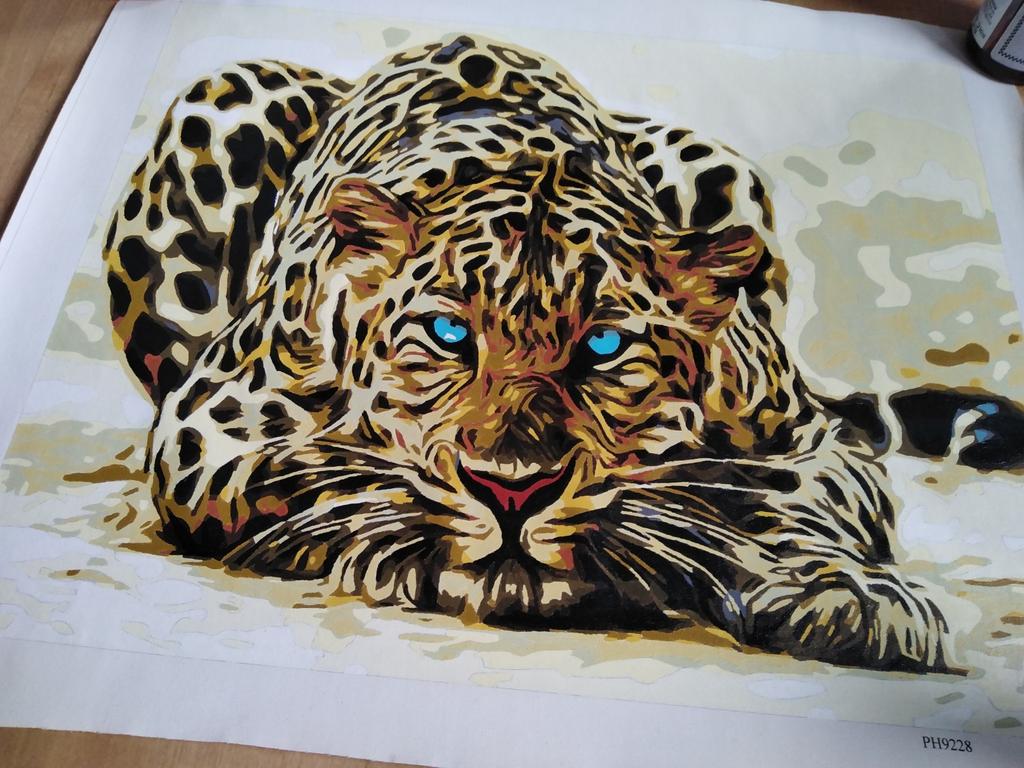 Canvas poster panter geschilderd, Huis en Inrichting, Ophalen of Verzenden, Nieuw, 50 tot 75 cm, Schilderij