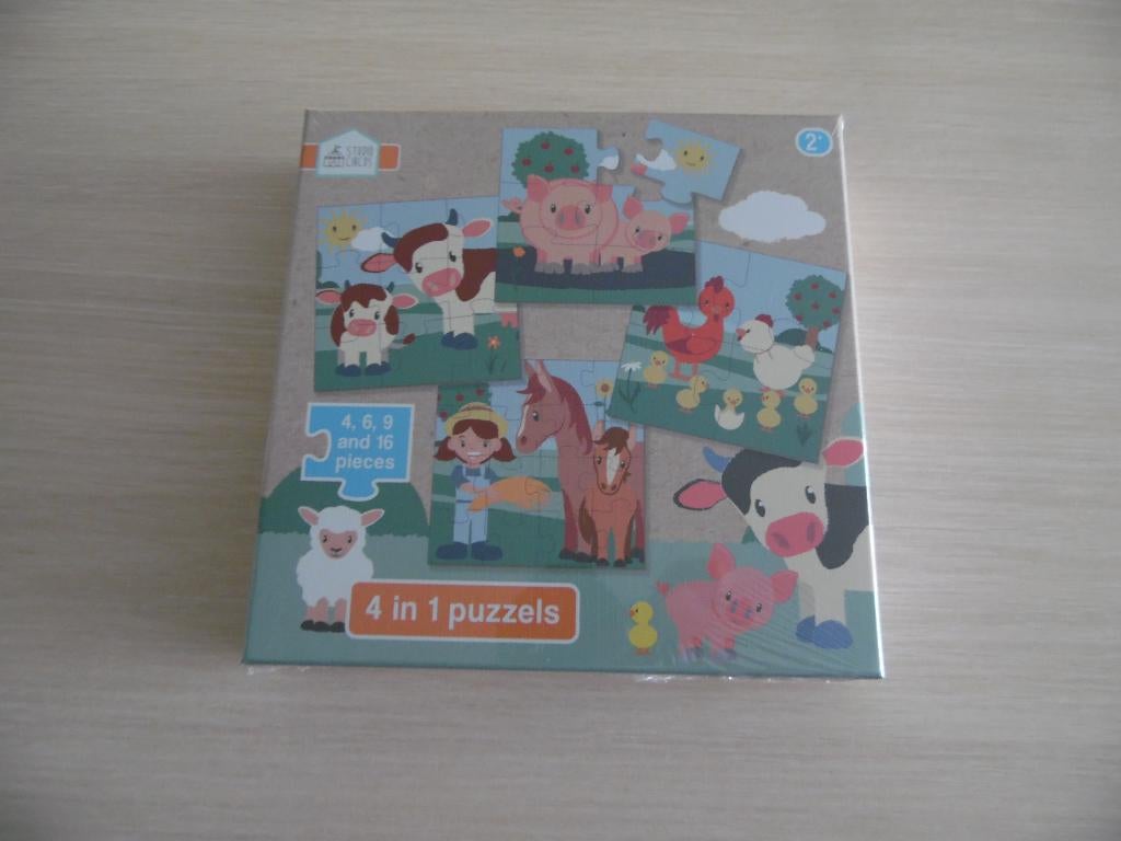 PUZZLE 4 EN 1    4,6,9 ET 16 PIÉCES    ANIMAUX     NEUF, Enlèvement ou Envoi, 10 à 50 pièces, Neuf, 2 à 4 ans