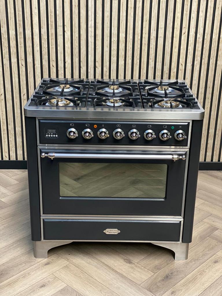 Luxe Boretti Majestic Gaz 90cm + Four Multifonctionnel, Gaz, Plaque chauffante, Comme neuf, 95 cm ou plus
