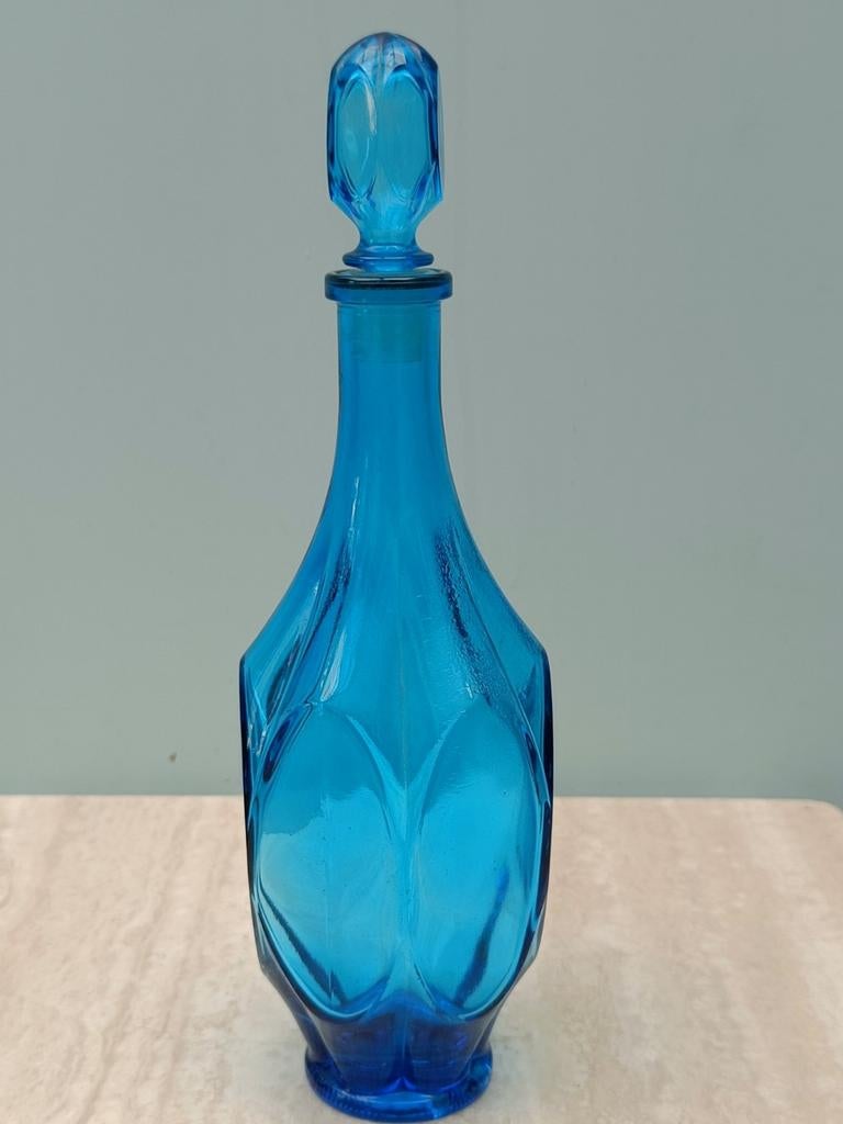 Vintage blauwe karaf jaren 70, Ophalen of Verzenden