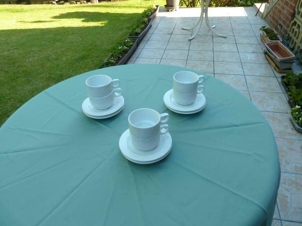 6 tasses et 6 soucoupes faience blanches, Maison & Meubles, Enlèvement ou Envoi, Comme neuf, Autres styles, Porcelaine