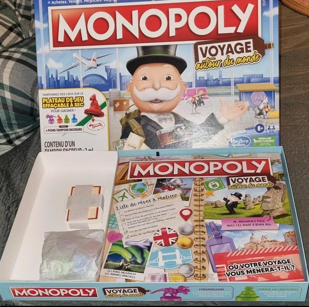 Monopoly voyage autour du monde, Trois ou quatre joueurs, Enlèvement ou Envoi, Neuf, Hasbro
