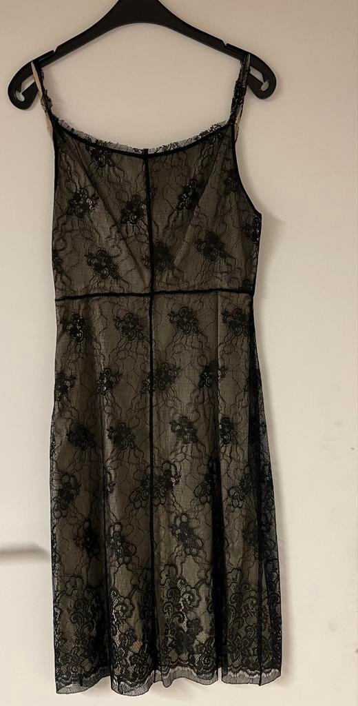 Robe de soirée en dentelle noir/beige, Enlèvement ou Envoi, Noir, Au-dessus du genou, Taille 36 (S)