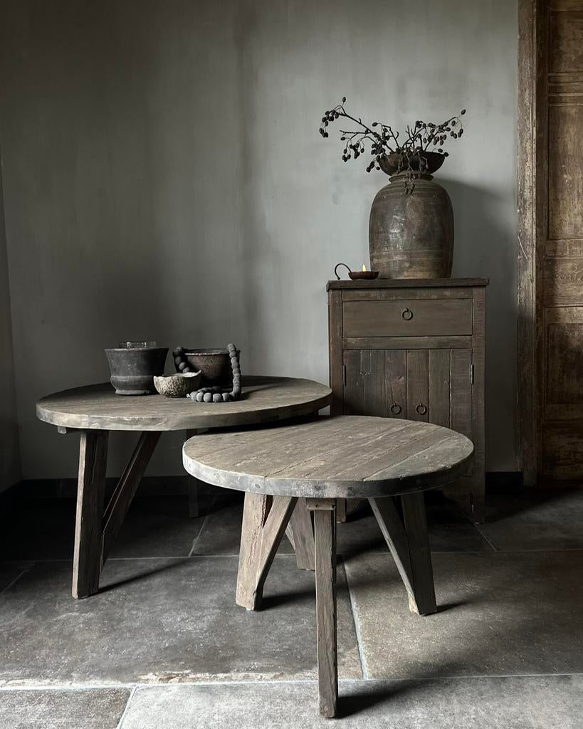 Ensemble de 2 tables basses rondes en bois flotté, Maison & Meubles, Enlèvement ou Envoi, Neuf