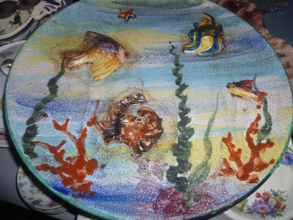 VINTAGE BORD MET VISSEN, Antiek en Kunst, Ophalen