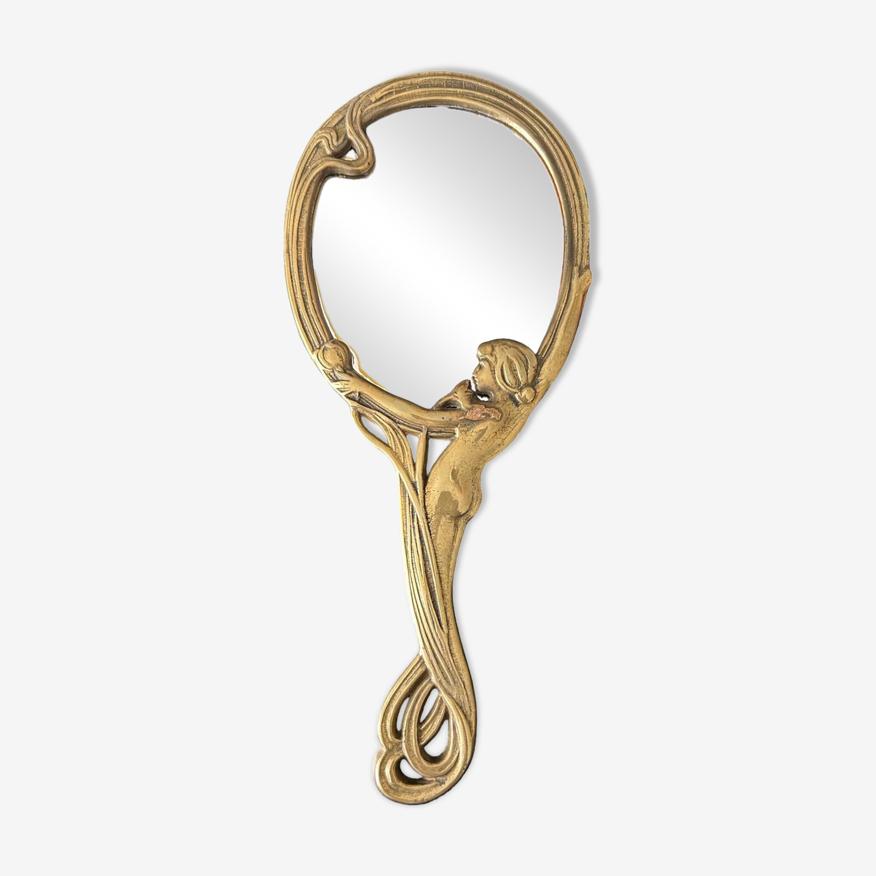 Handbare make-upspiegel - art nouveau-stijl, Antiek en Kunst, Antiek | Spiegels, Ophalen