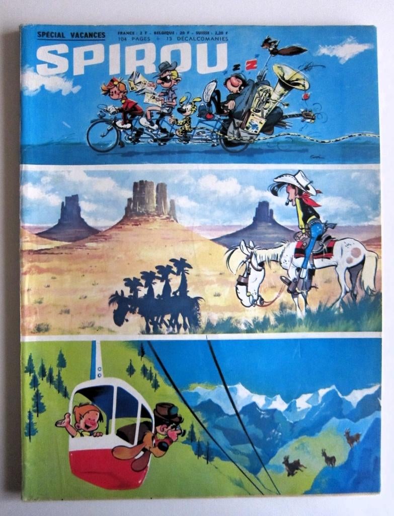 Spirou 1368 sp. vacances + mini-récit 224+cartes postales, Enlèvement ou Envoi, Une BD, Utilisé, Collectif