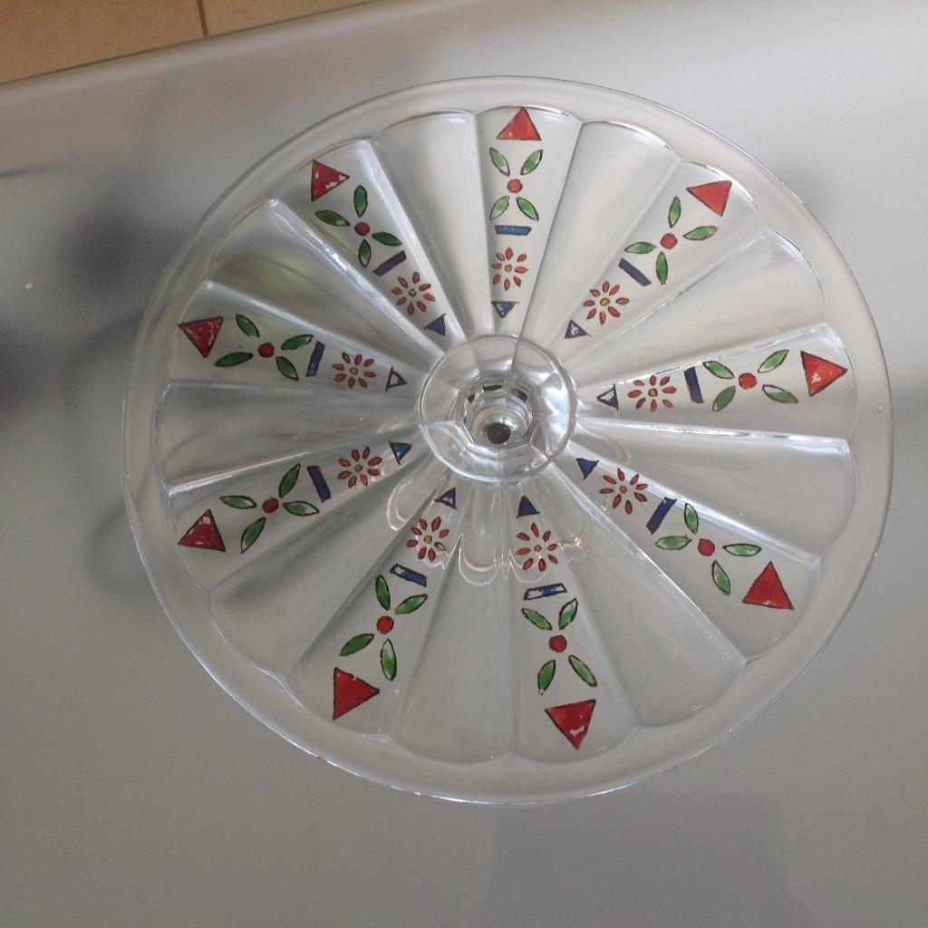 retro taartschotel in glas op voet, Ophalen