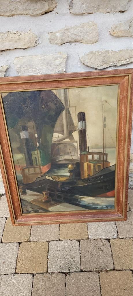 Mooi schilderij olie op doek 1937, Ophalen