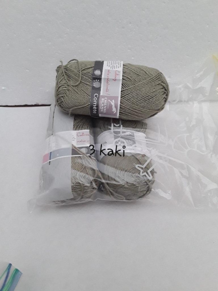 pelotes de laine , coton , acrylique , comète , kaki, Envoi, Neuf, Tricot ou Crochet, Aiguille