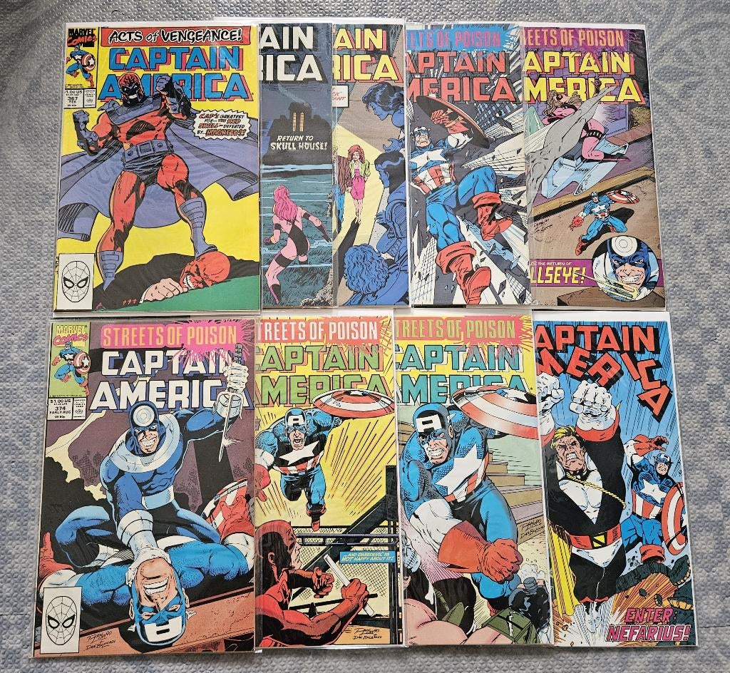 Captain America (vol.1) #367, 370-375 en 378-379 (1990), Meerdere comics, Ophalen of Verzenden, Gelezen