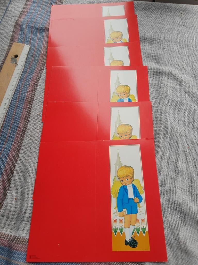 5 retro onbeschreven communiekaartjes - jongen, Verzamelen, Ophalen of Verzenden