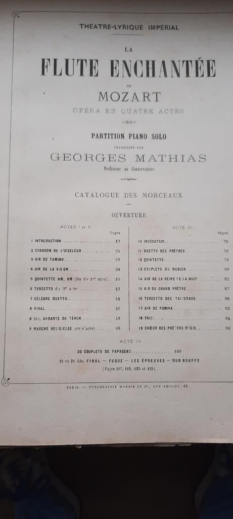 Partition ancienne Mozart, Enlèvement ou Envoi