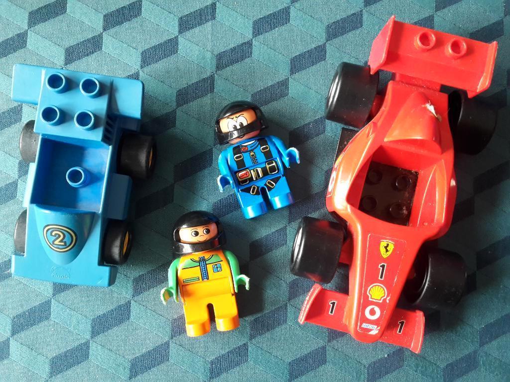 2 Oude Duplo racewagentjes met ventjes bij, gebruikte staat, Ophalen of Verzenden, Gebruikt, Losse stenen, Duplo