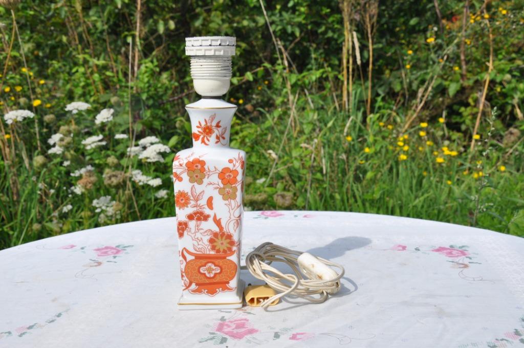 pied de lampe en porcelaine fleur asiatique, Ophalen of Verzenden