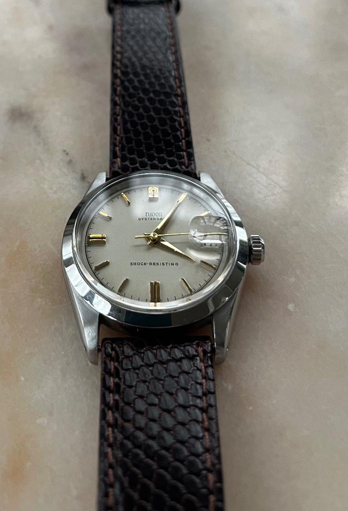 Vintage Tudor “small rose” crisp conditie, Leer, Polshorloge, Ophalen of Verzenden, Zo goed als nieuw