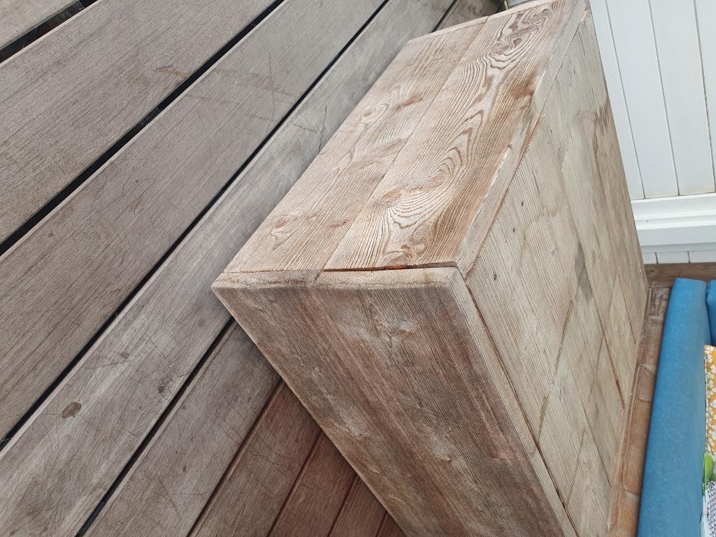 Tafeltje in steigerhout, Ophalen, Gebruikt, Vierkant, Hout