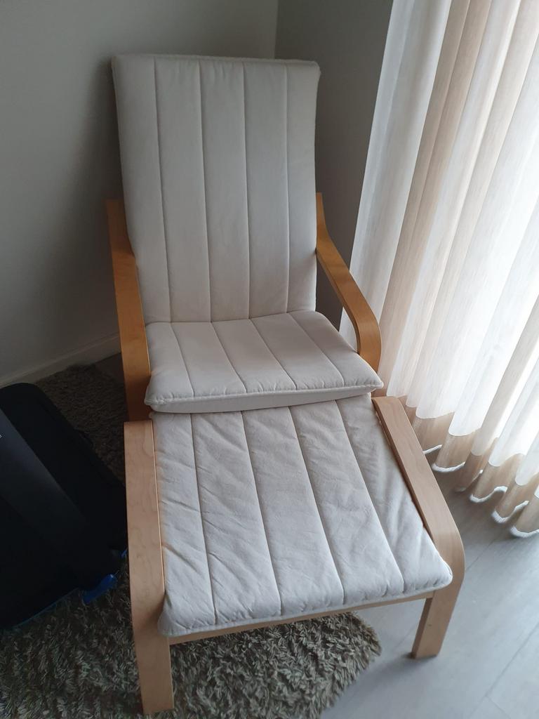 Fauteuil met voetbankje (Ikea), Huis en Inrichting, Fauteuils, Ophalen, Gebruikt