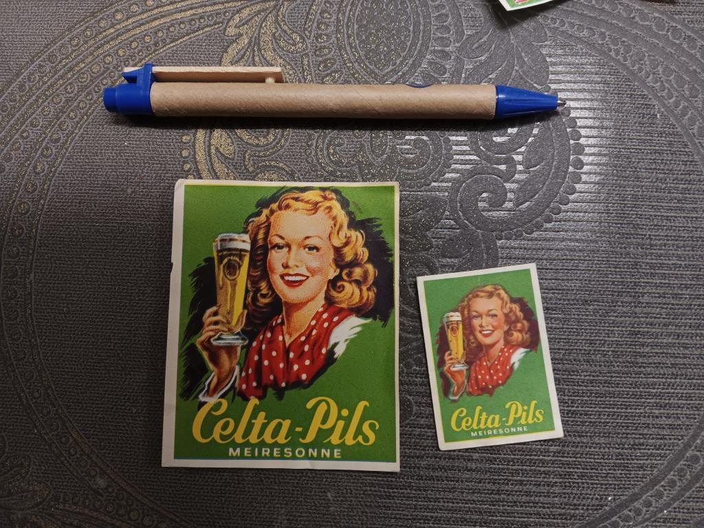 2 étiquettes pour allumettes | Celta Pils Meiresonne Ghent, Collections, Enlèvement ou Envoi, Utilisé, Autres types