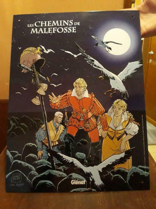 Plaque tôle émaillée BD  "Les Chemins de Malefosse" (Glénat), Ophalen, Gebruikt