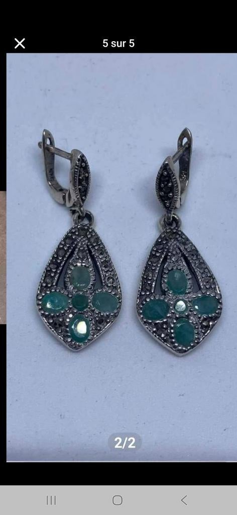 Oorbellen van 925 sterling zilver met natuurlijke smaragden, Hangers, Nieuw, Ophalen of Verzenden, Met edelsteen