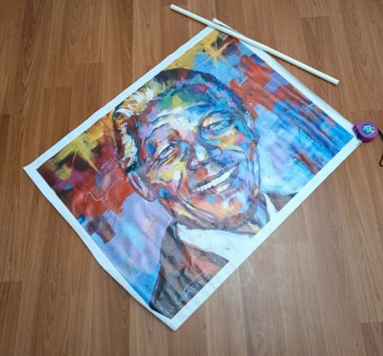 Nelson Mandela poster (banner), Verzamelen, Deurposter of groter, Rechthoekig Liggend, Nieuw, Ophalen of Verzenden