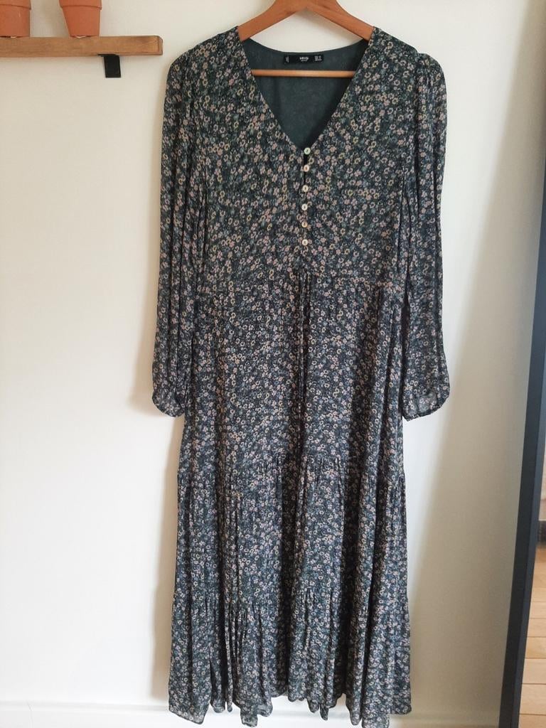 Robe longue verte à imprimé floral - Mango - taille XS/S, Mango, Enlèvement ou Envoi, Taille 36 (S), Sous le genou