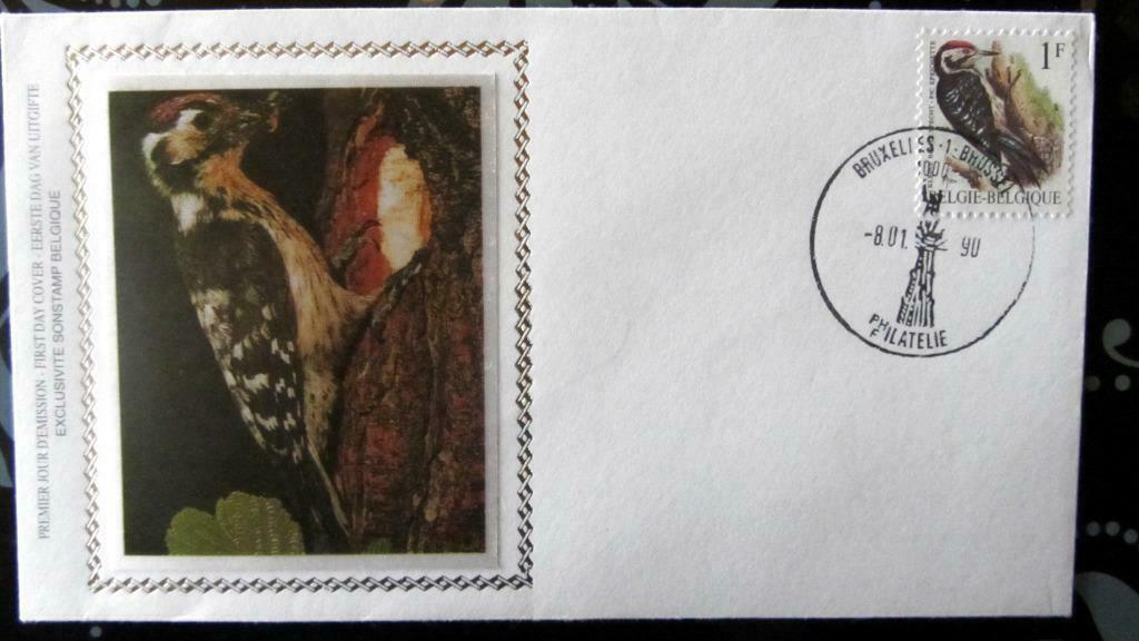 FIRST DAY COVER- ZIJDE-VOGELS VAN BUZIN-KLEINE BONTE SPECHT, Ophalen of Verzenden, Gestempeld, Dier of Natuur