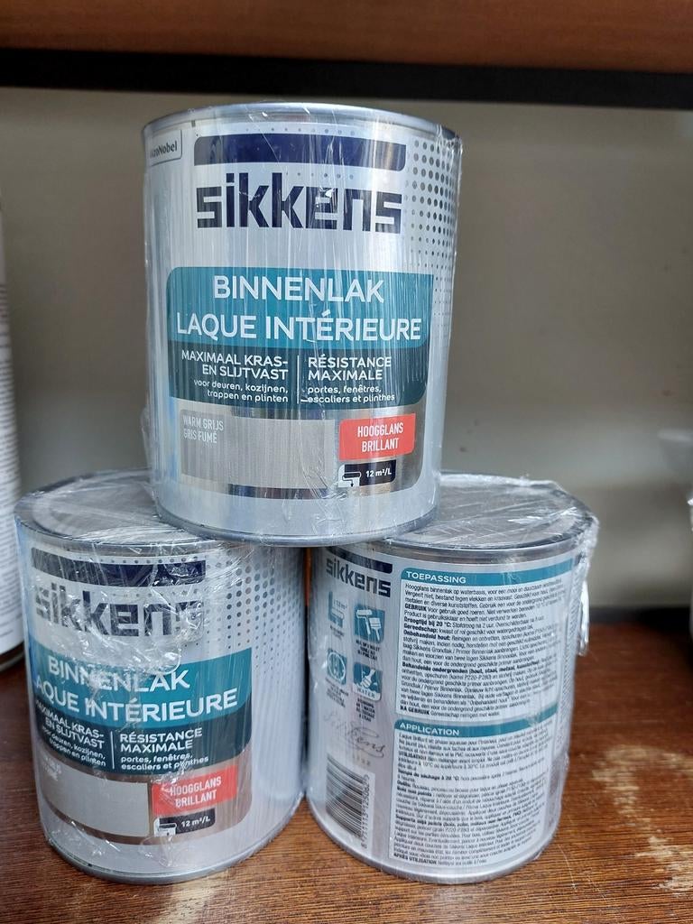Sikkens binnenlak warm grijs, 3x750ml., Bricolage & Construction, Peinture, Vernis & Laque, Enlèvement, Gris