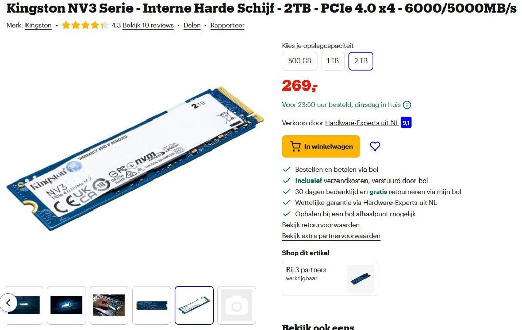 NEUF, NON OUVERT, Kingston NV3 2To m.2 2280 NVMe PCI-e x4, Neuf, SSD, Interne, Desktop
