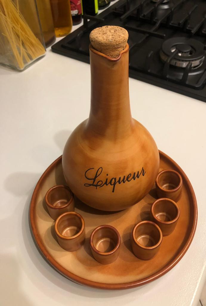 Plateau pichet et petits verres céramique, Maison & Meubles, Enlèvement ou Envoi, Comme neuf