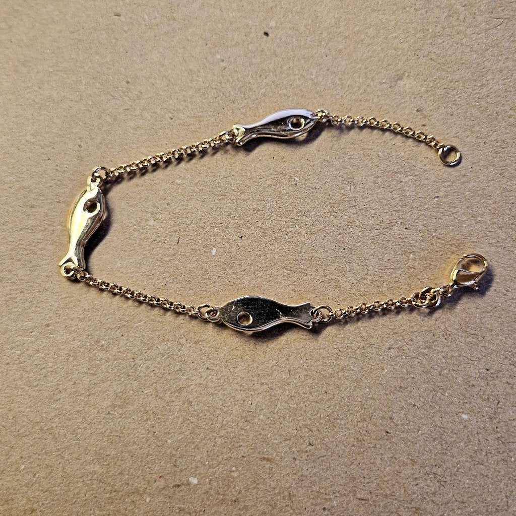 Bracelet 3 poissons plaqué or, Bijoux, Sacs & Beauté, Enlèvement ou Envoi, Comme neuf, Or, Or