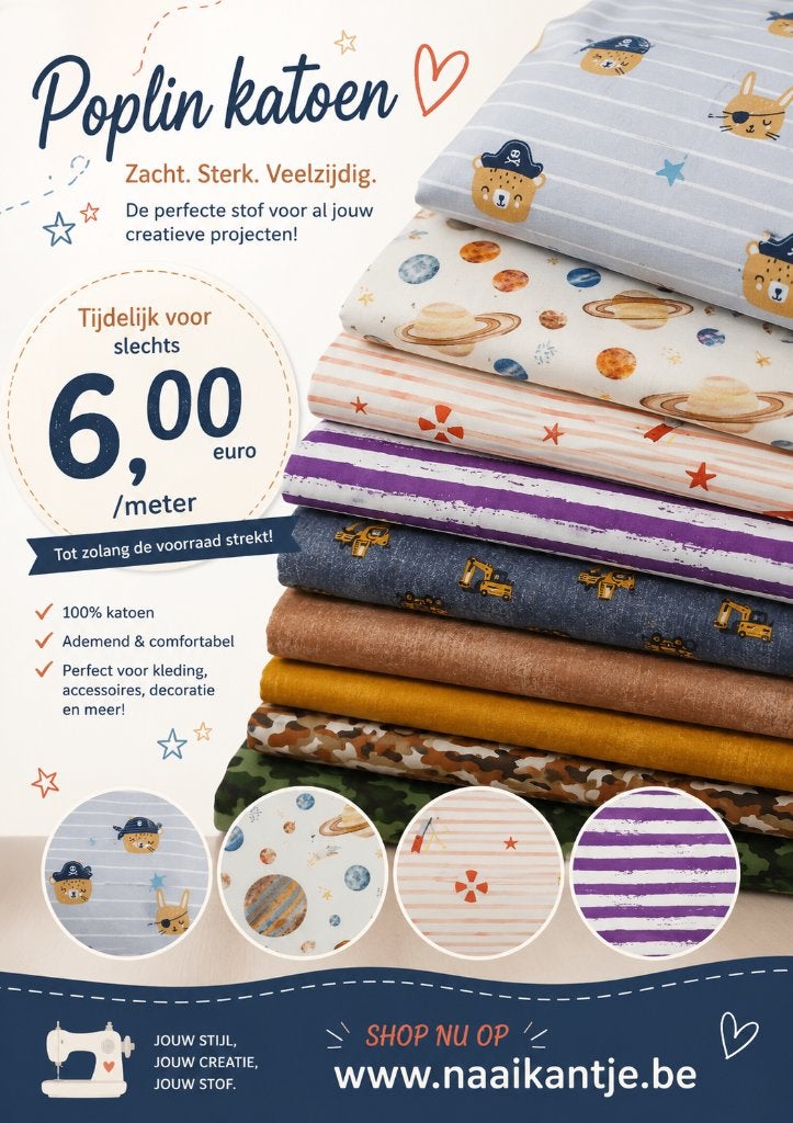 Flash Actie : Poplin stofjes, Hobby en Vrije tijd, Stoffen en Lappen, Overige kleuren, 120 cm of meer, Ophalen of Verzenden, Katoen