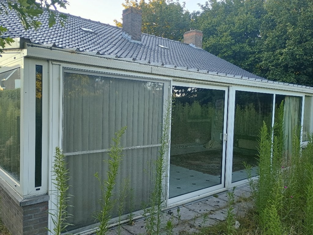 veranda ramen met schuifdeur 3m breed en vast raam 3m, Ophalen, Gebruikt, 150 tot 225 cm, Inclusief glas