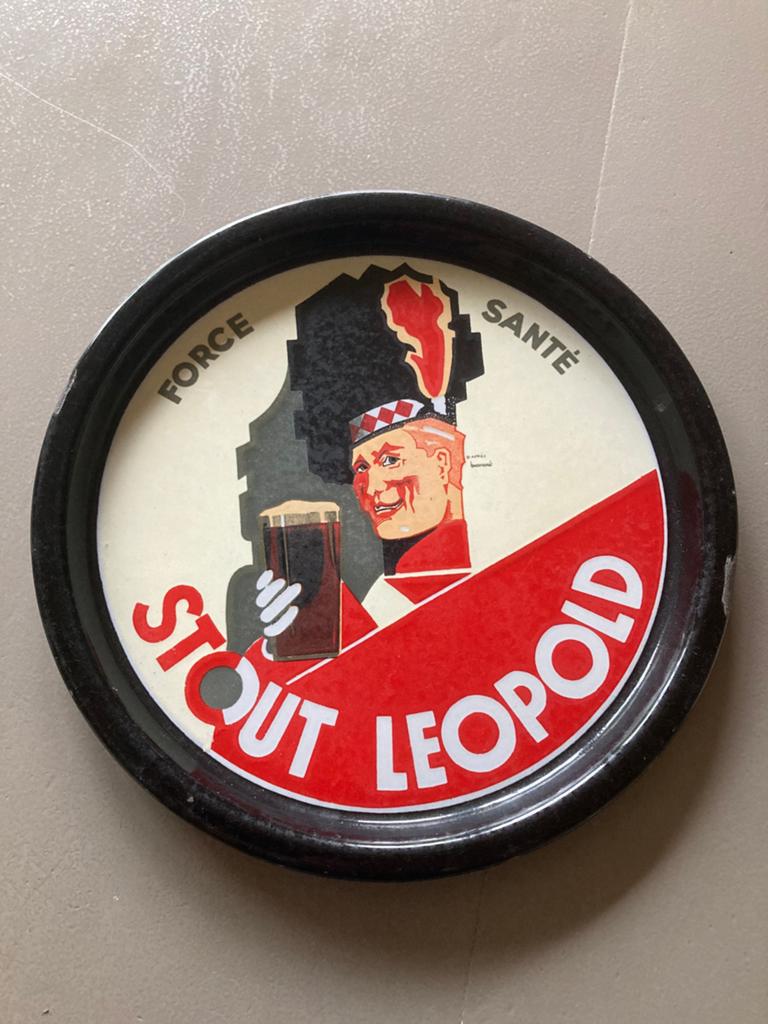 Stout Leopold oude emaille plateau, Ophalen of Verzenden, Zo goed als nieuw