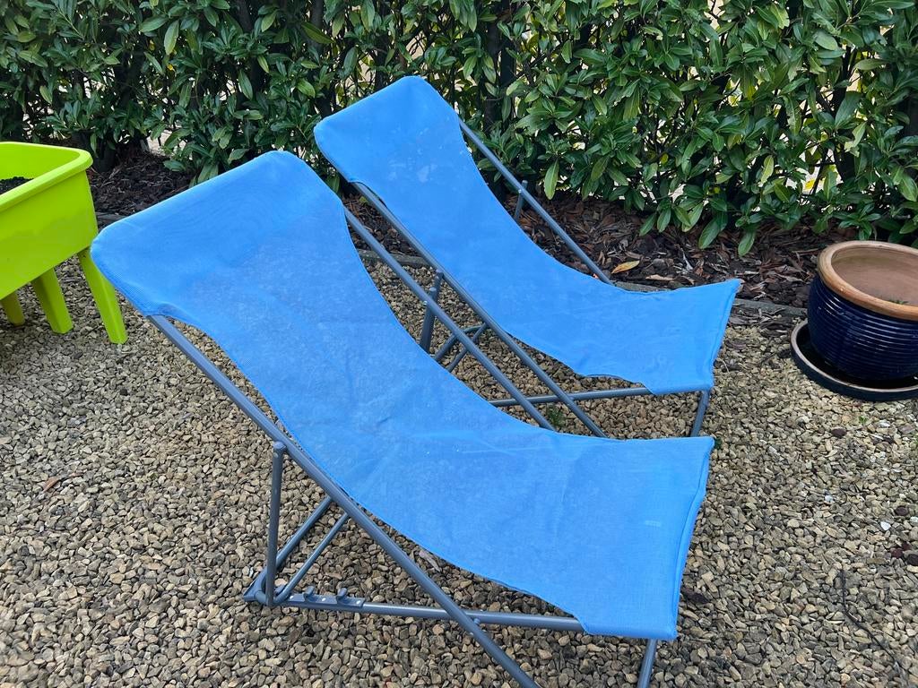 2 verstelbare ligstoelen, Ophalen, Zo goed als nieuw
