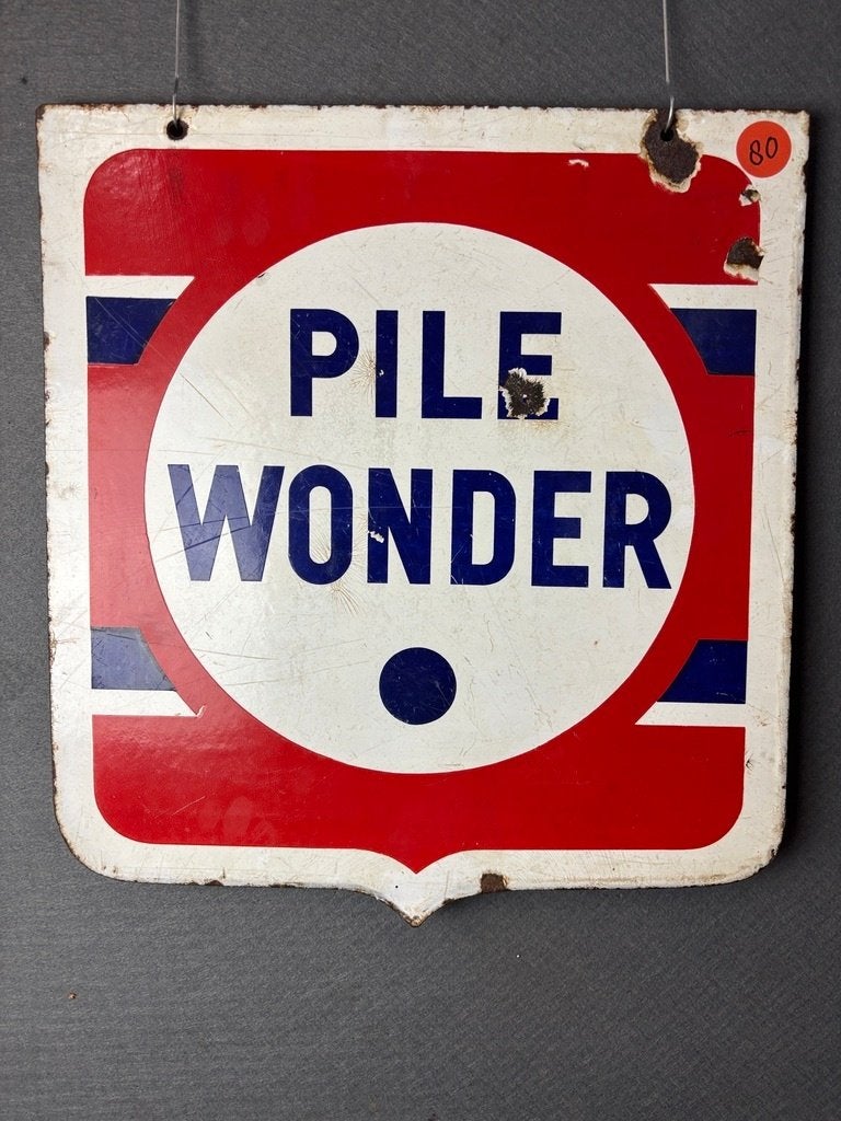 Pile Wonder emaille reclamebord 45x48 cm, Ophalen of Verzenden, Gebruikt, Reclamebord