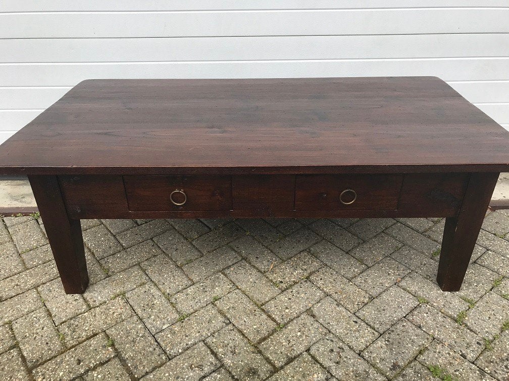 MASSIEVE OUD TEAKHOUTEN SALONTAFEL coffeetable Flamant, Antiquités & Art, Enlèvement