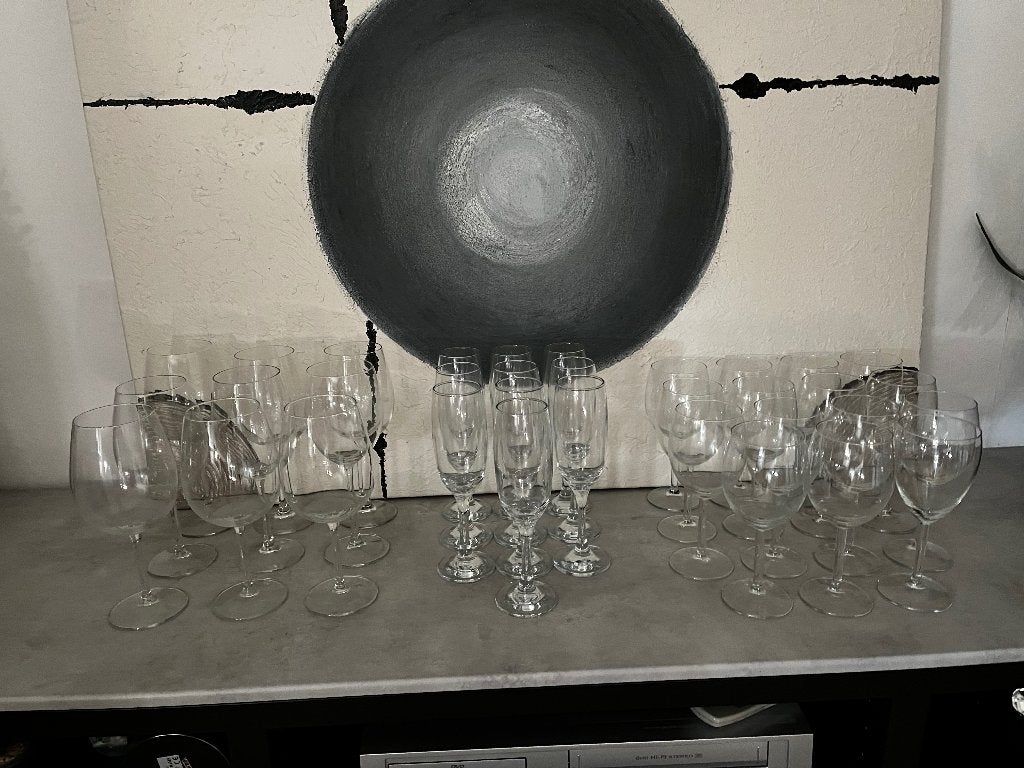 Glazen, kurkentrekker, wijnkoeler., Verzamelen, Glas en Drinkglazen, Ophalen, Zo goed als nieuw